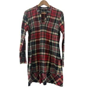 J. Peterman Plaid Flannel Dress Long Sleeves Size Small